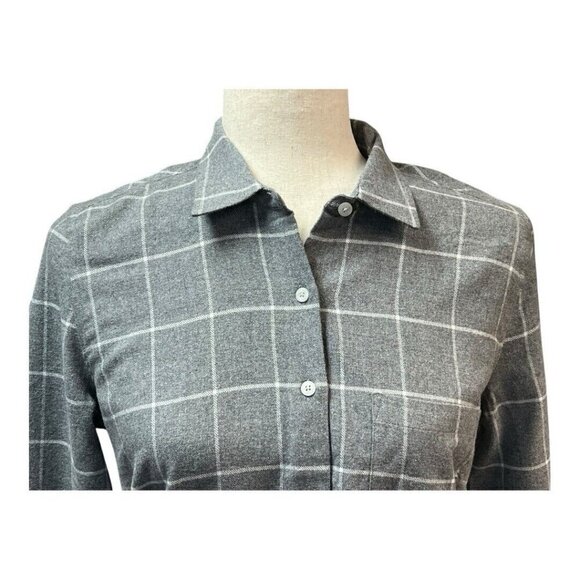 UNTUCKit Windowpane Plaid Flannel Shirt~Size 2~Gray White Soft Cotton Top L14 39 - Picture 3 of 9